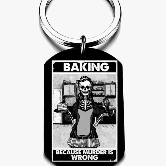 Baking skeleton Hot funny art keychain - Picture 1 of 1